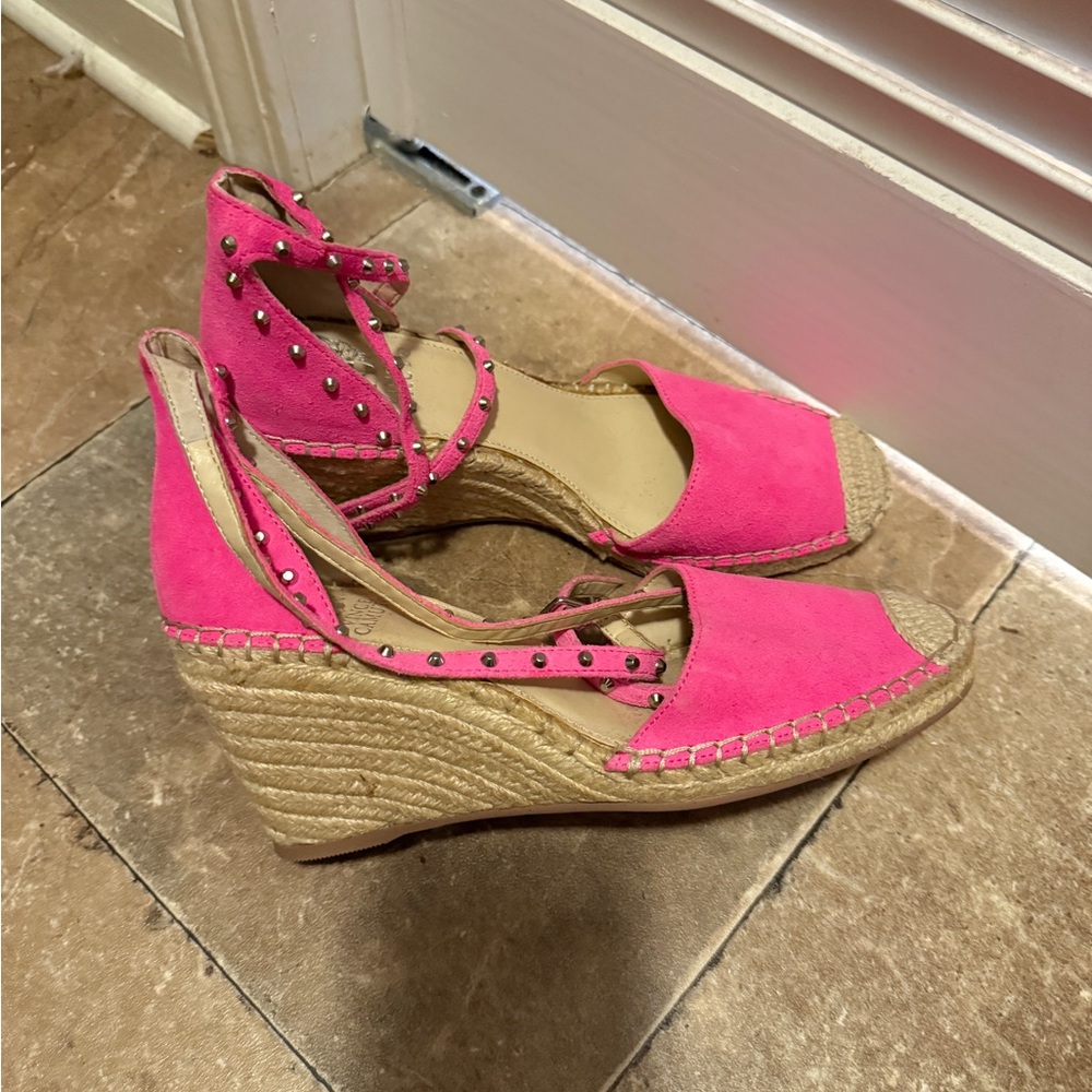 Vince Camuto Pink Tan Espadrille Wedges